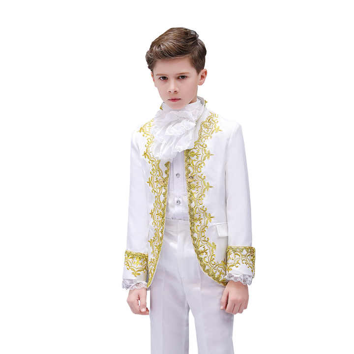 Medieval Prince Costume for Kids Boys King Fancy Dress Tuxedo Carnival Cosplay Costume Children's Birthday Gift 