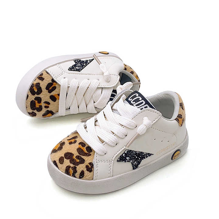 Girls' leopard leather sneakers 