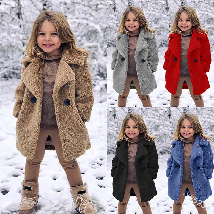 &nbsp;Warm Clothing Kids Girl Lapel Overcoat-ملابس شتوية
