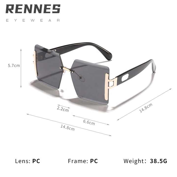 Sunglasses Fashion Black and Green Gradient Sunglasses Men's Glasses - نظارات شمسية نسائية فاخرة مربعة