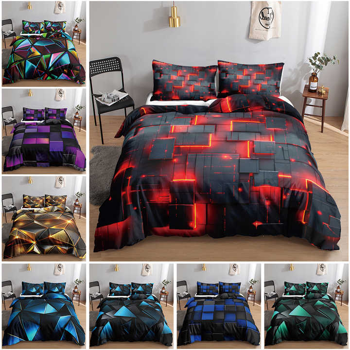 غطاء لحاف هندسي فائق النعومة حديث هندسي . Super Soft Geometric Duvet Cover Modern Geometric Red