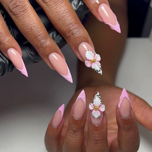 طلاء أظافر فرنسي على شكل لؤلؤة كمثرى طويلة جدًا مصنوع يدويًا - Handmade Ultra-Long Pear-Shaped French Pearl Nail