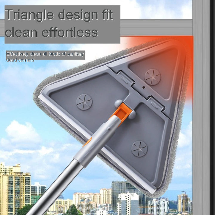 X with rotating feature, triangular chenille material shaped head, for use in household cleaning 