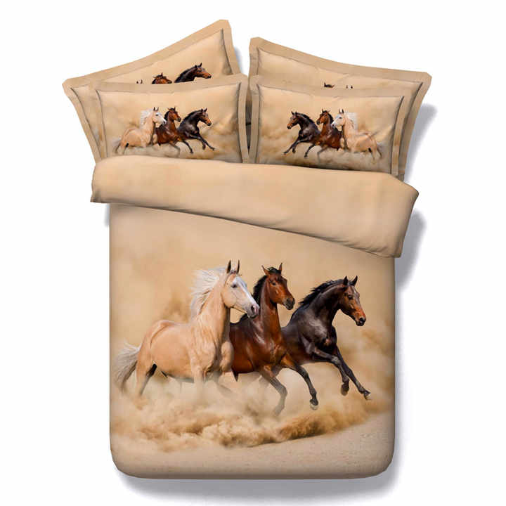 3d الحيوان الخيول مطبوعة 3d طقم سرير  . pcs 3d Animal Horses Printed 3d Bedding Set, Duvet
