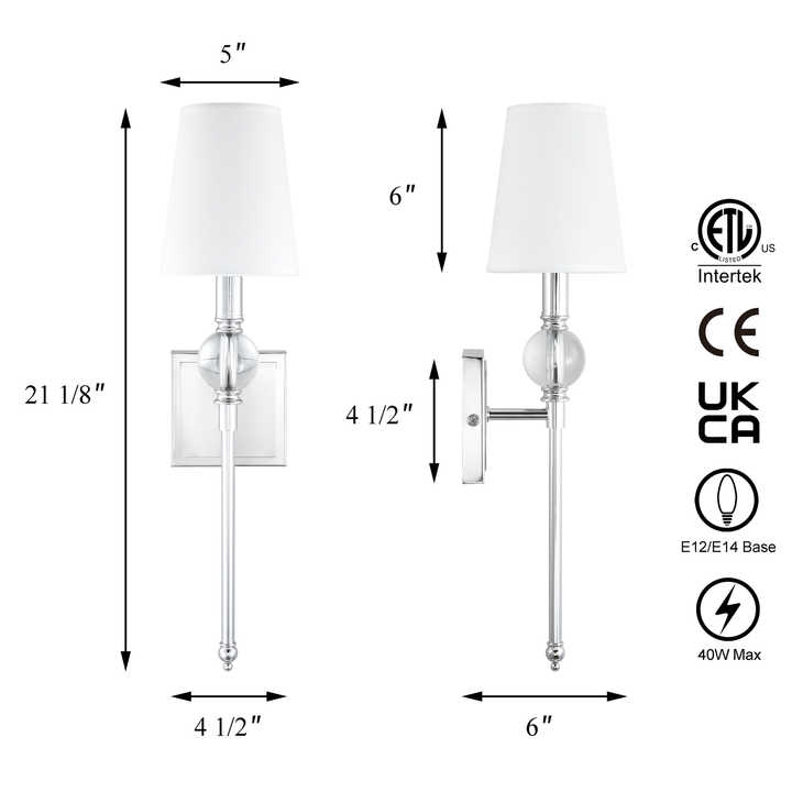 Creative Indoor Chrome Wall Lamp Dining Room Bedroom Bedside Reading Wall Lamp Indoor Home Wall Lamp 