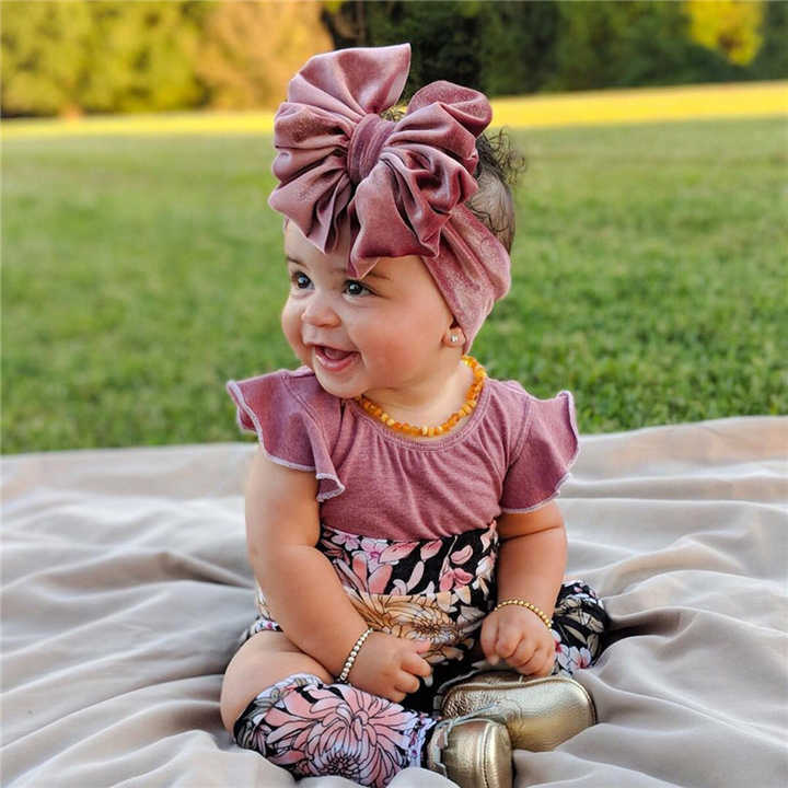 المخملية الطفل العصابة الوليد كبيرة القوس . Velvet Baby Headband Newborn Big