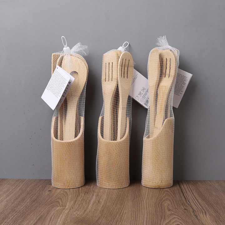 Bamboo Utensil Set Apartment Essentials 