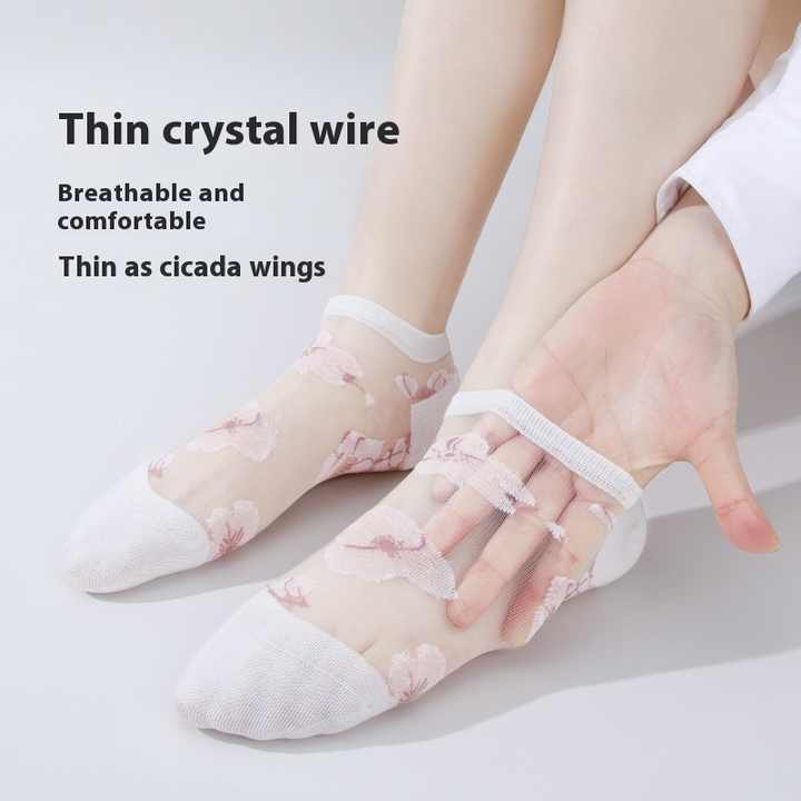 Spring Summer Japanese Glass Silk Women's Fashion Crystal Silk Mid-Length Breathable Stockings