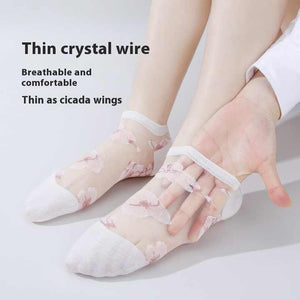 Spring Summer Japanese Glass Silk Women's Fashion Crystal Silk Mid-Length Breathable Stockings