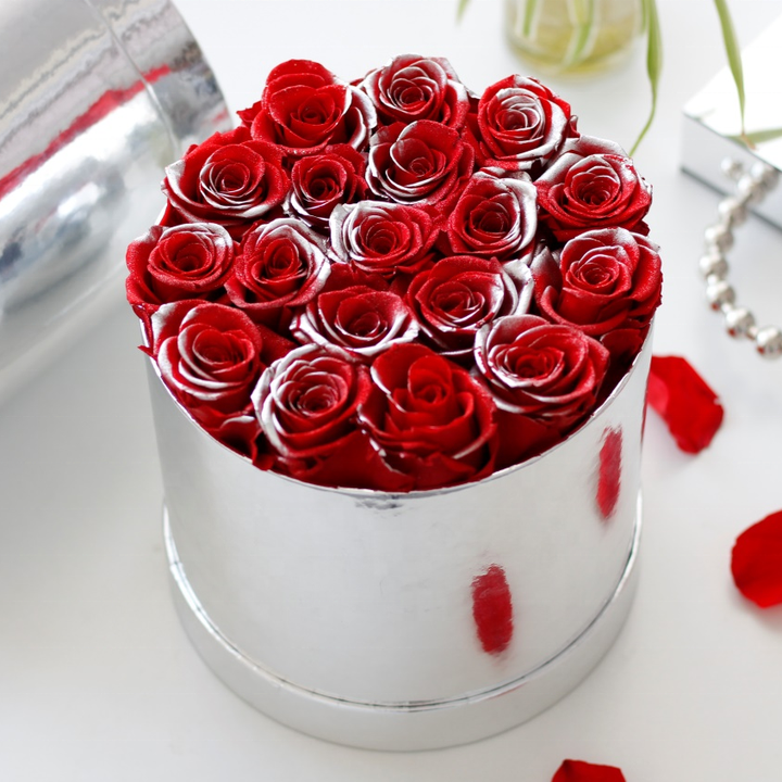 Valentine's Day Gift for Christmas Eternal Hug Bucket Real Natural Dried Flower Red Gift 