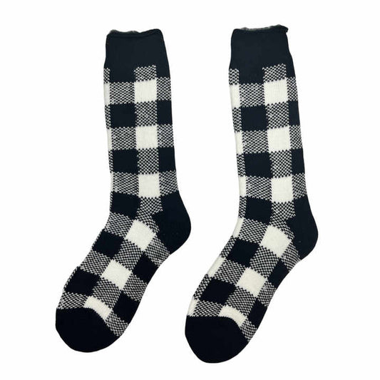 Women's Black and White Cotton Knit Sports Socks 