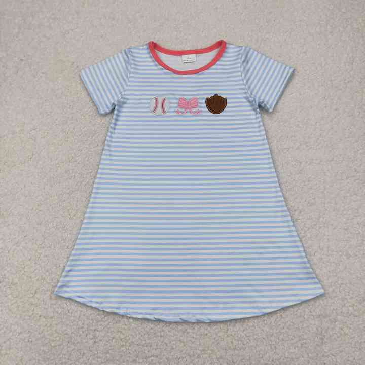 Length Summer One Piece Clothes- Girls' Short Sleeve Dress 