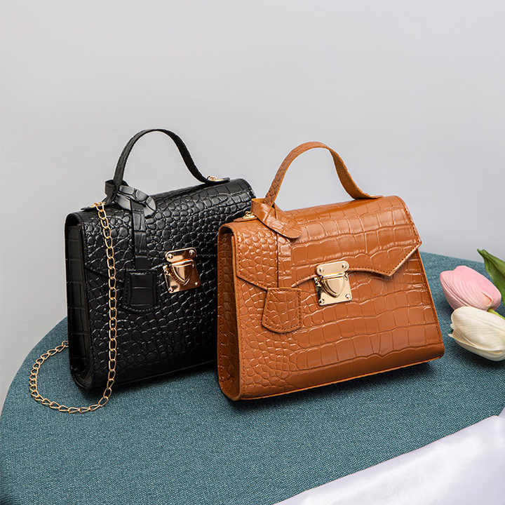 New faux crocodile leather handbag