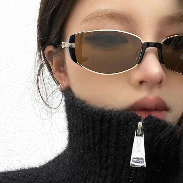 Glasses Women's Round Face Slim Cat Eye Sunglasses 