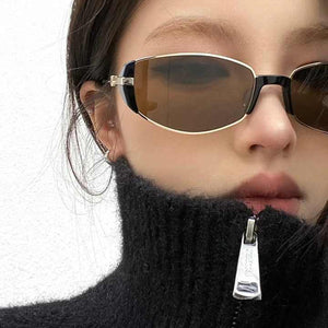 Glasses Women's Round Face Slim Cat Eye Sunglasses 