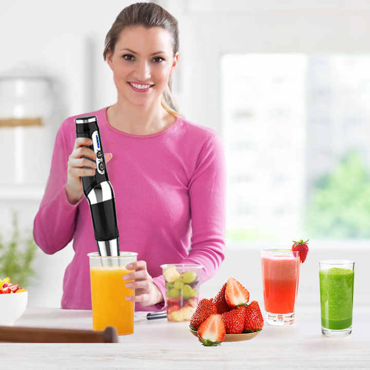 4 in 1 Mini Cordless Hand Blender for Fresh Juices Professional Electric Handheld Portable Kitchen Blender 