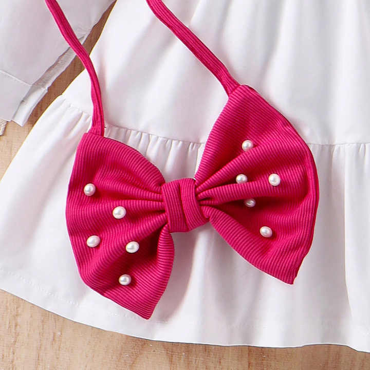 فستان بنات خريفي أبيض