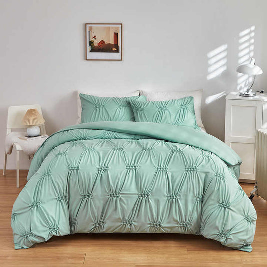 New Scandinavian Style 3 Piece Solid Floral Print Bedspread Set. 