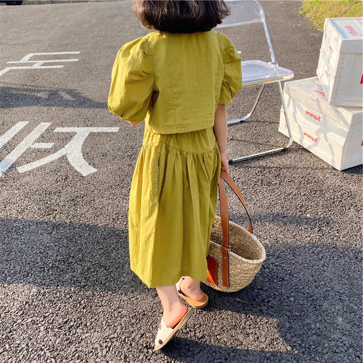 New baby clothes for summer and spring for 2022 high -waist -waist top upper clothes and pants with wide legs 