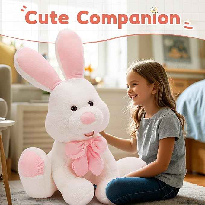 Rabbit Upright Ears Gift for Kids Women's Day Cotton - لعبة أرنب عيد الفصح المحشوة الناعمة
