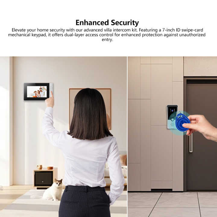 Tuya WiFi Waterproof Two-Way Visual Intercom Home Security Equipment Intercom 7 Inch Screen Can Record Videos 