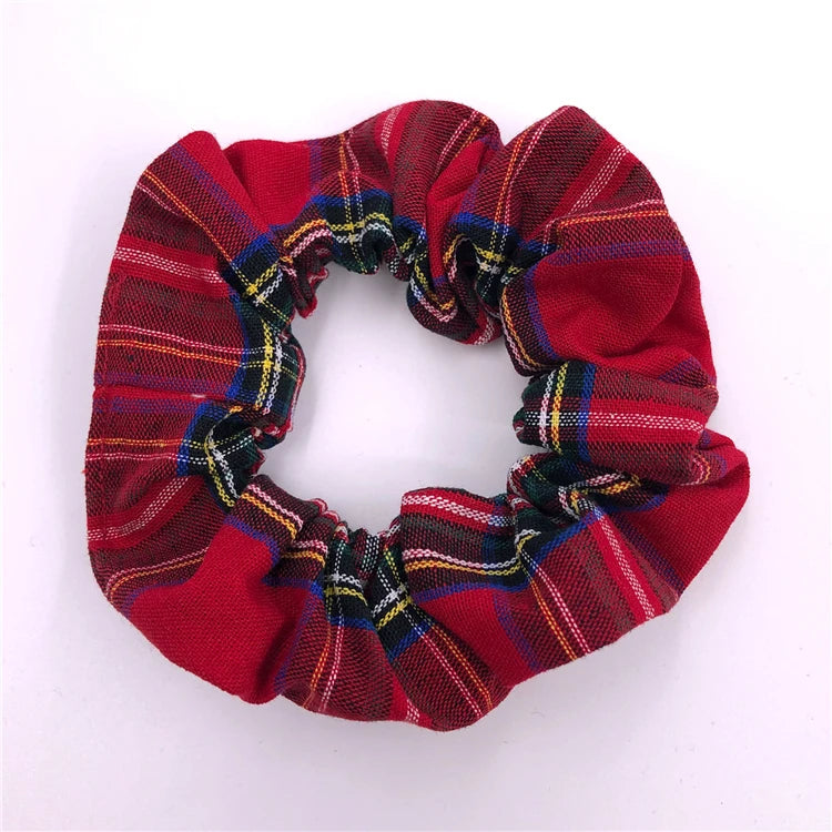 Checked Hair Scrunchie Bands for Girls
