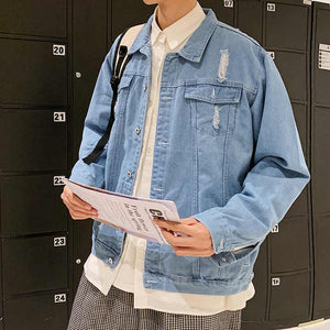 جاكيت رجالي جينز فضفاض