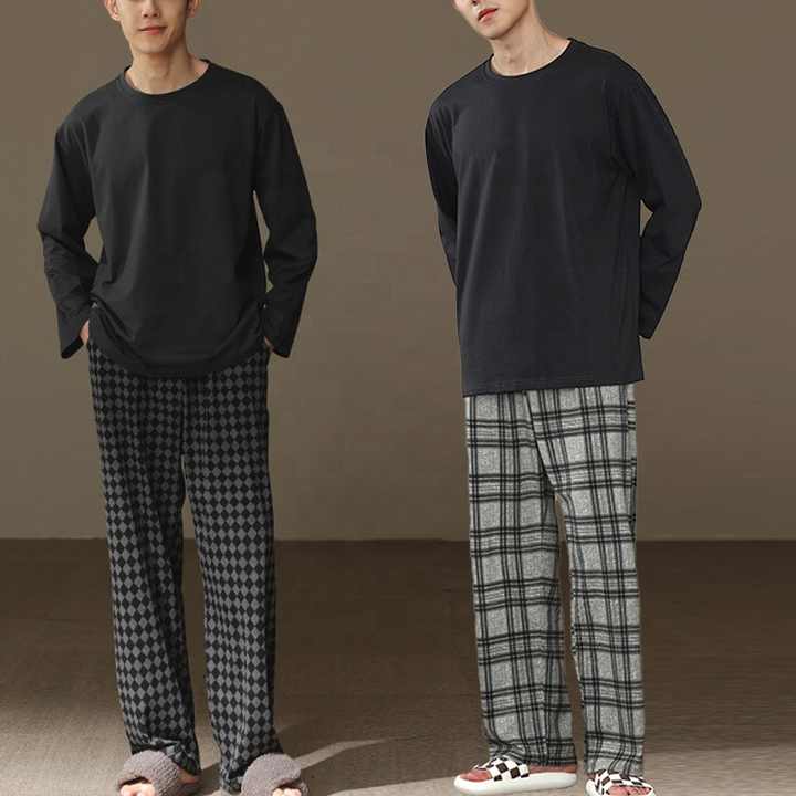 Men's Spring and Autumn Pajamas Cotton Long Sleeve 