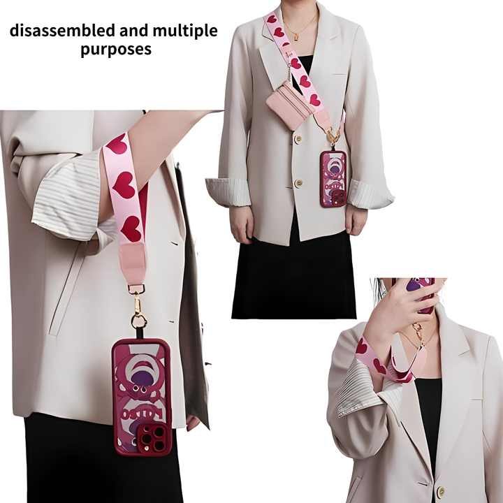 Detachable Cross Phone Lanyard with Zipper Strap. 