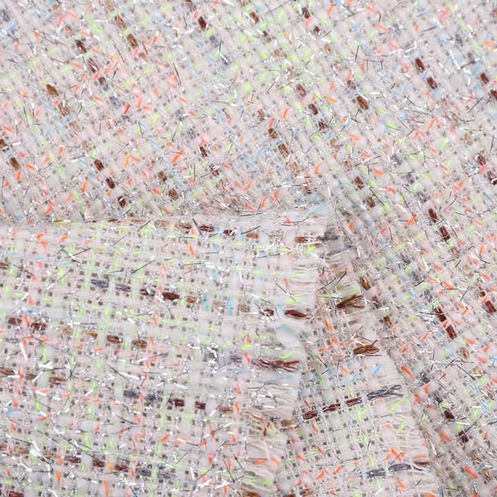 Shiny tweed fabric with glitter stripes 