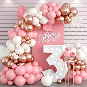 Pink, White and Gold Balloon Arch Kit for Girls Birthday Party-