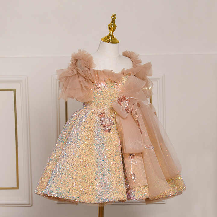 Children's Piano Host Dress Kids Stage Wear Girls Tutu 