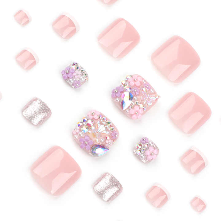 French Style Manicure Fake Nails 