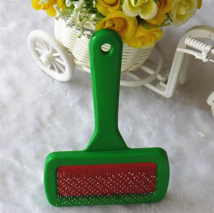 Hot Sale Pet Supplies Green and Red Pet Cat Dog Puppy Dog Hair Fur Coat Grooming Brush 