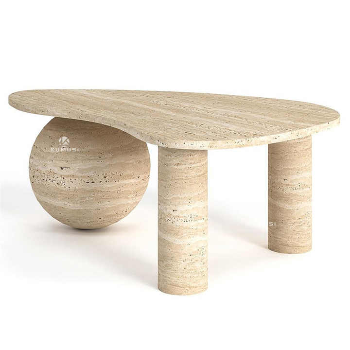 طاولة مركزية من ترافرتين  ,Travertine center table