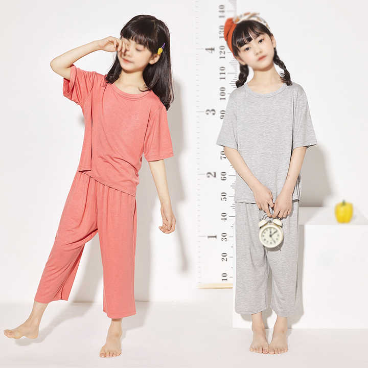 ملابس نوم للأطفال بنصف كم موديل مخصص طقم ملابس منزلية للفتياتCustom Model Half Sleeve Kids Sleepwear Girls Homewear Set