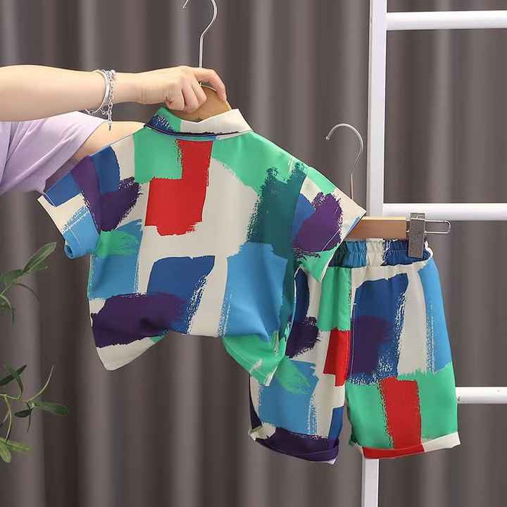 Boys' Suit Kids Summer New Short Sleeve Set-Shorts T- 