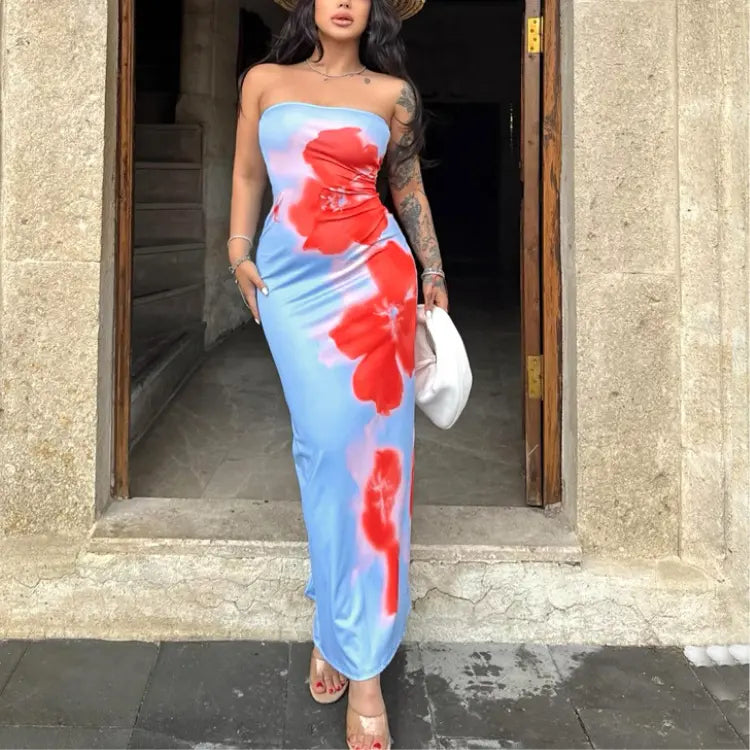 Women's long floral print dress 