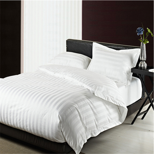 Star Hotel Standard White Bedspreads 3cm Stripe Bed 