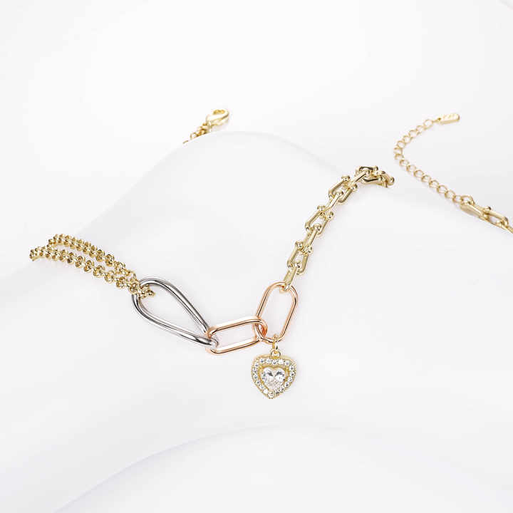 14k White Gold Plated Zircon Necklace 
