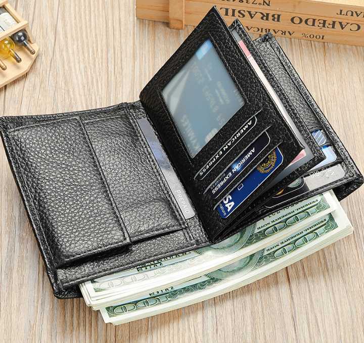 Genuine Leather Factory Bificold Business Men's Multicard Wallet 