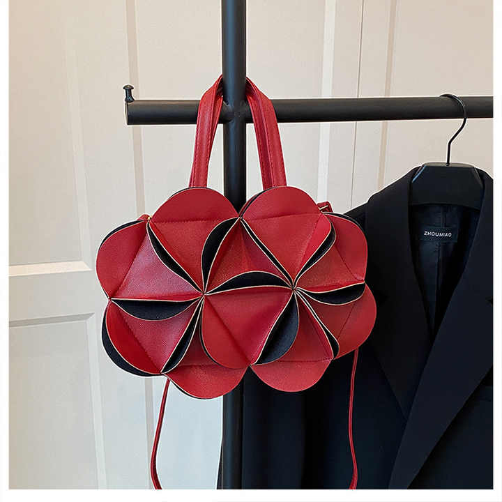 Women's Red Flower Design Handbag