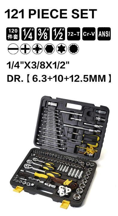Portable 1-Piece Auto Repair Tool Kit, Heavy Duty Steel Socket Wrench and Hand Tools with Customizable OEM Fit 