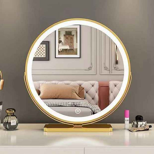 Round gold metal framed mirror wall mounted round mirrors for living room led bathroom mirror 