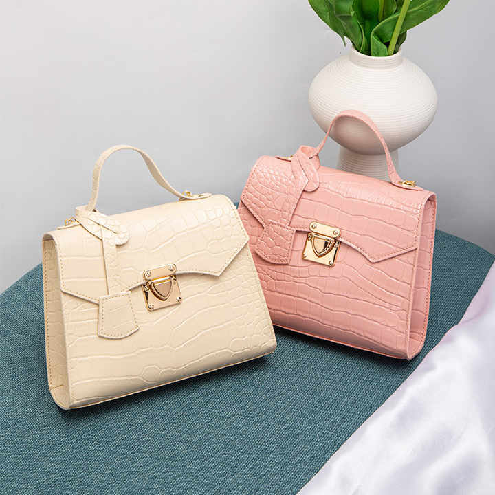 New faux crocodile leather handbag
