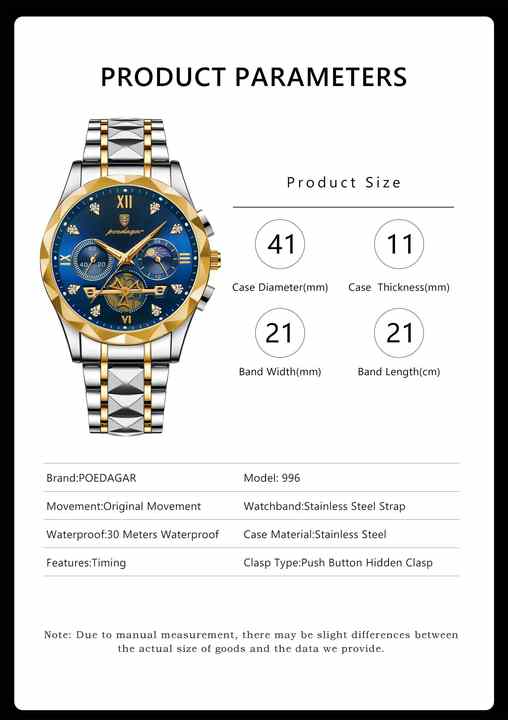 POEDAGAR Watch. POEDAGAR Luxury Men's 