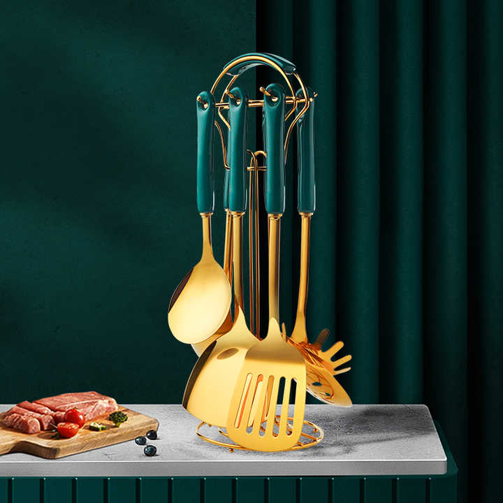 اكسسوارات المطبخ الذهب المواقد السيراميك  Accessories Gold Ceramic Cookware Set
