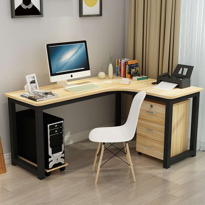 Metal computer desk with wood frame 
