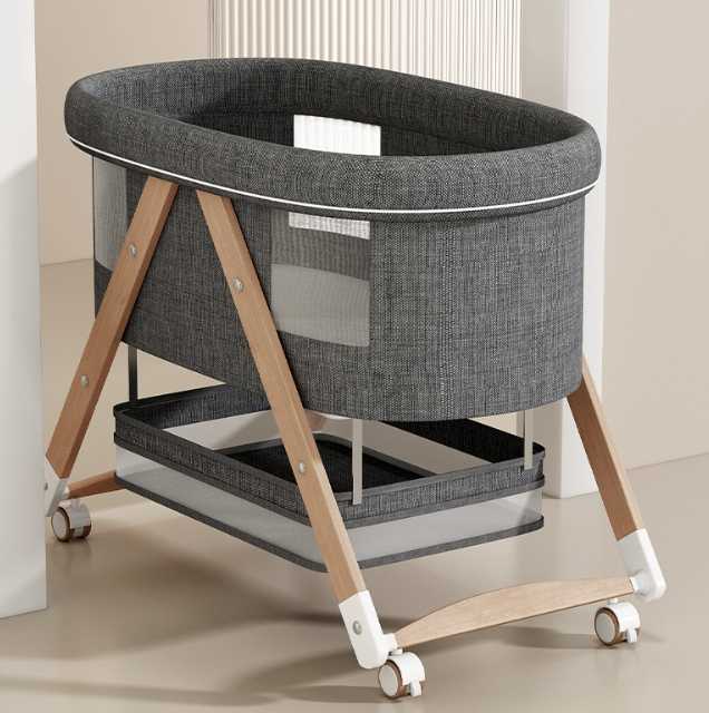 سرير أطفال بتصميم حديث قابل للطي من القطن . Modern Design Foldable Cotton and Wood Baby Bed