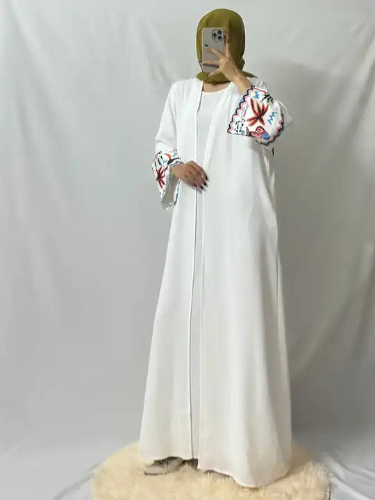 Open Front Abaya Muslim Kaftans Printed 